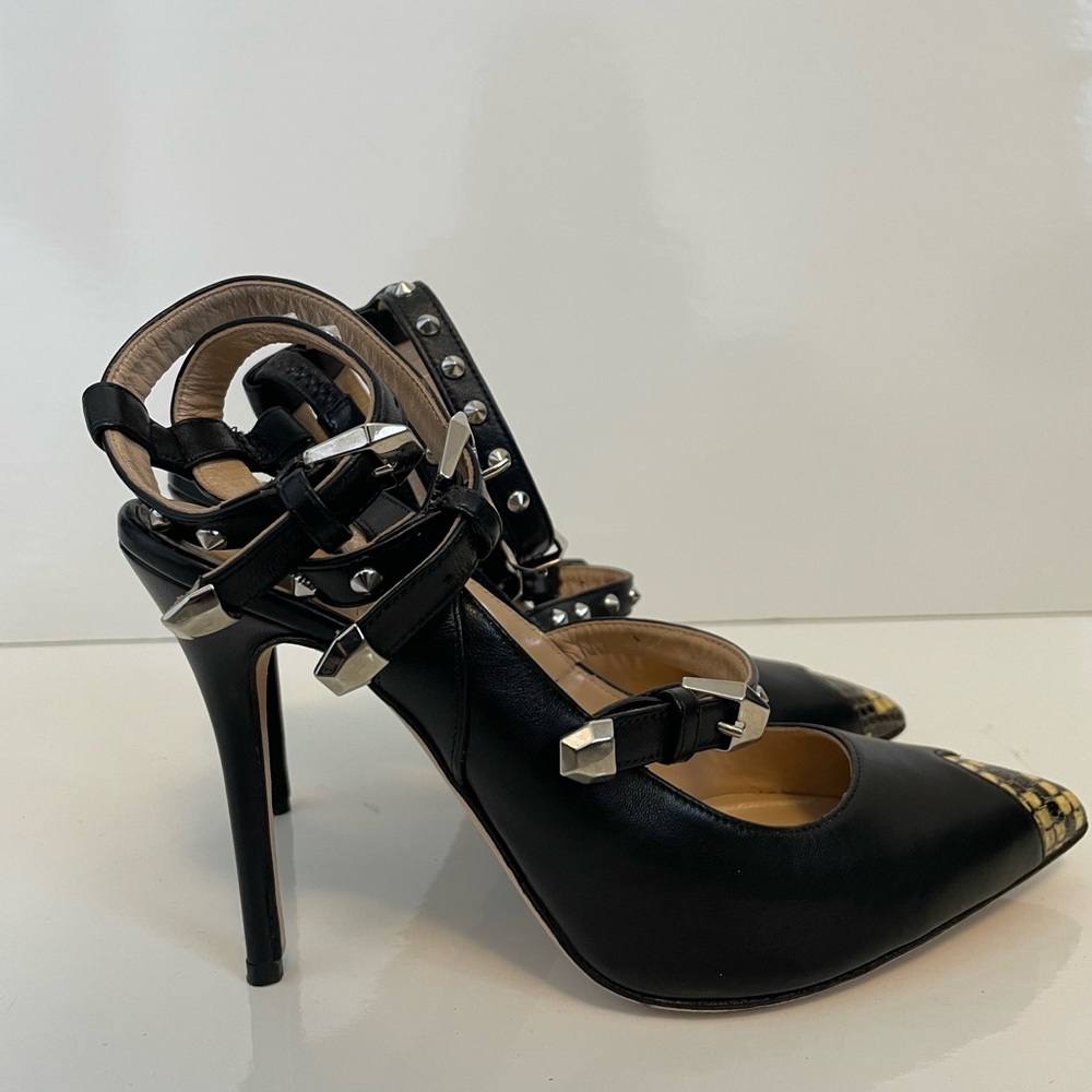 Alessandra Rich studded buckle snakeskin high heels - Picture 3 of 8